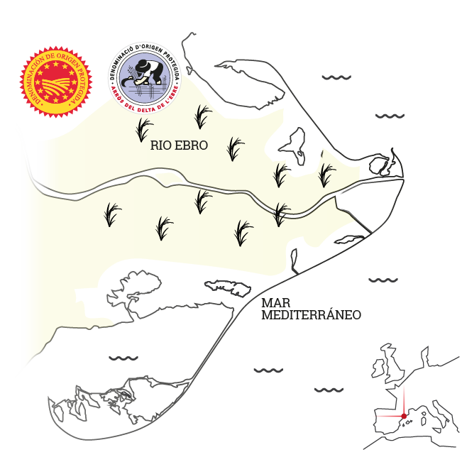 Mapa D.O.P delta del Ebro Montsia