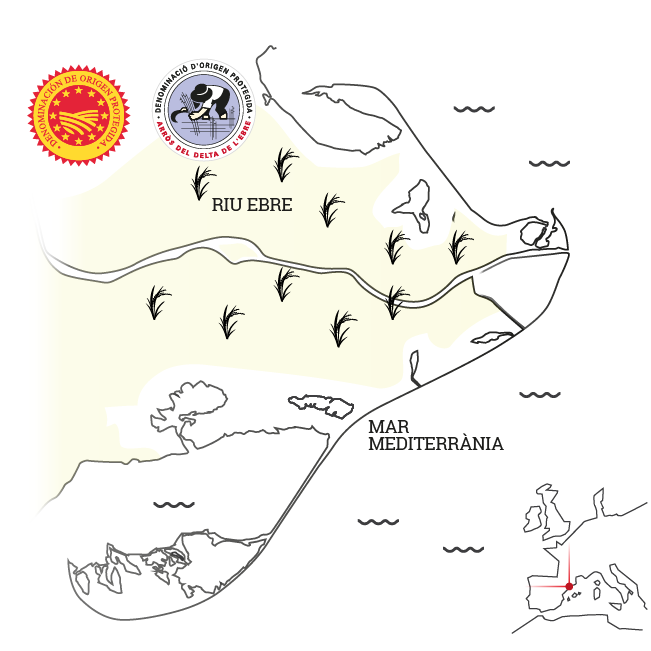 Mapa D.O.P delta del Ebro Montsia