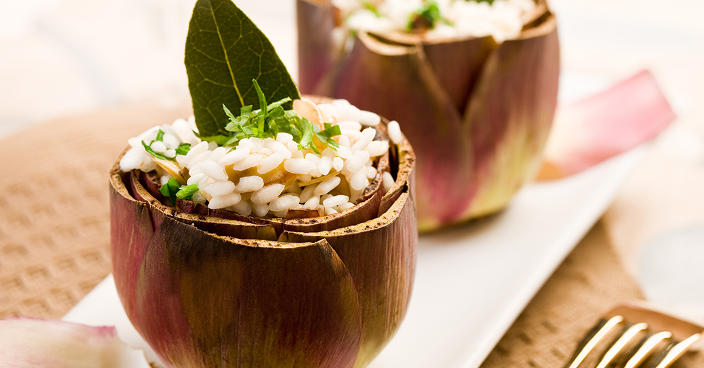 Alcachofas rellenas de arroz