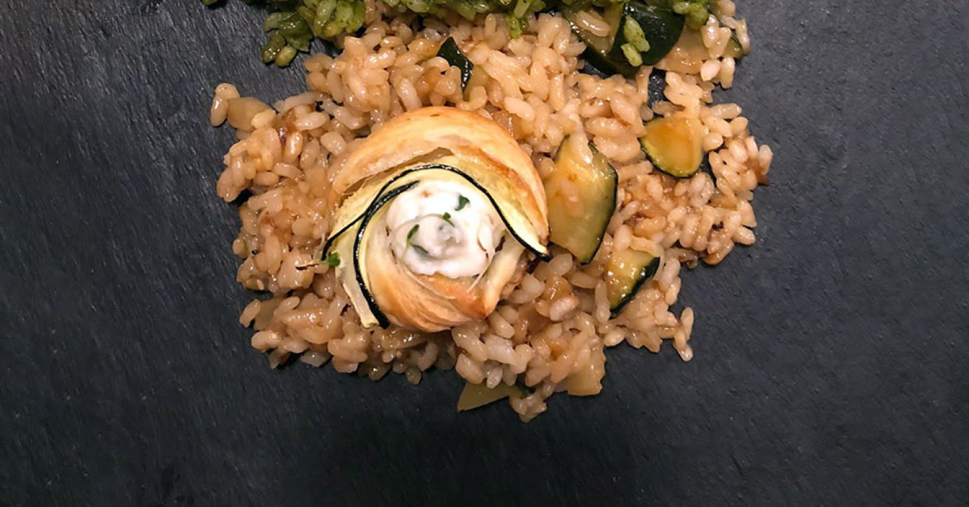 Arroz con flores de calabacín