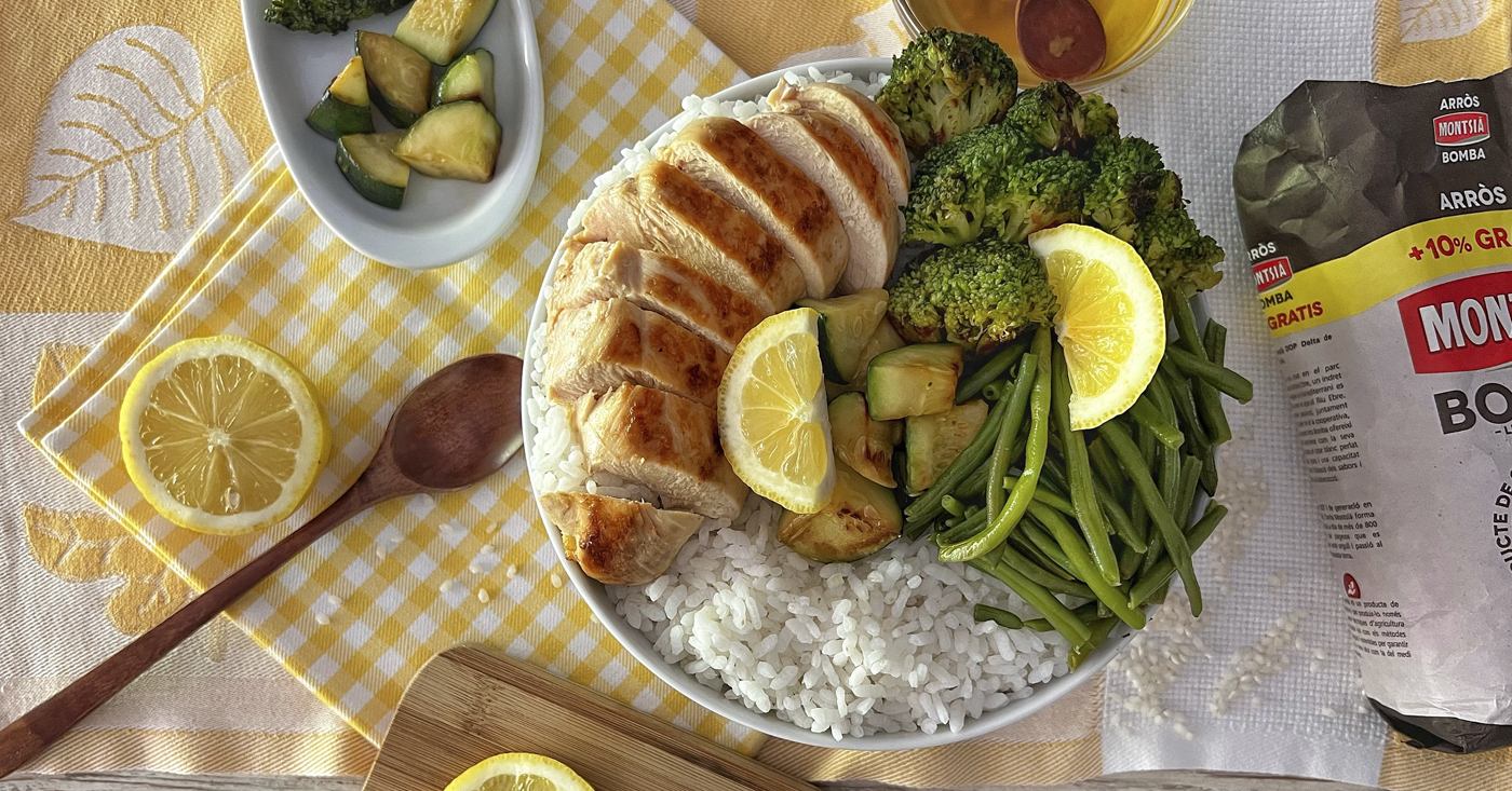 Chicken and vegetables with lemon Delta Poké Bowl