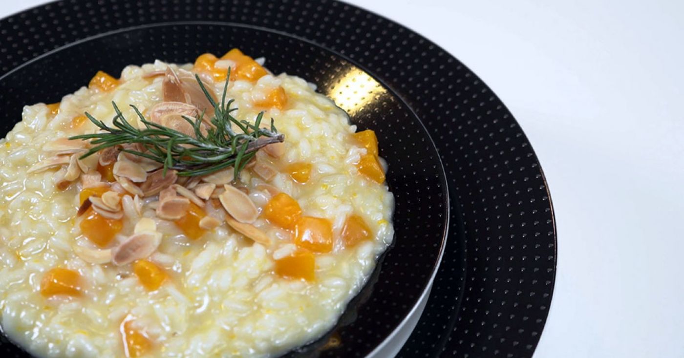 Risotto de calabaza y almendras